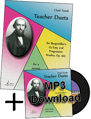 Sheet Music & MP3 Bundle: Teacher Duets for Burgmuller’s Op. 100 for a second piano (Chad Twedt)